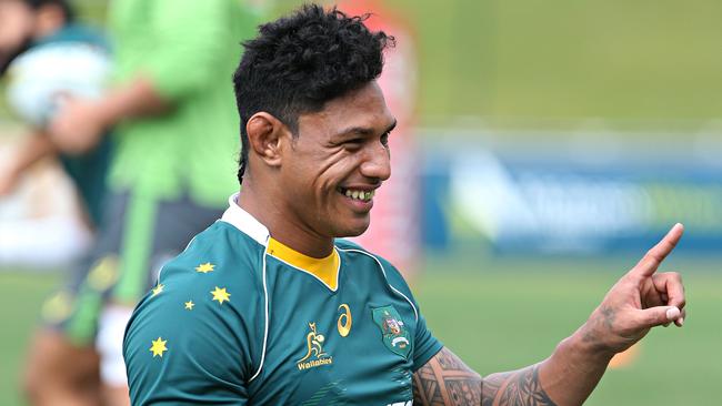 Lopeti Timani at Wallabies training.