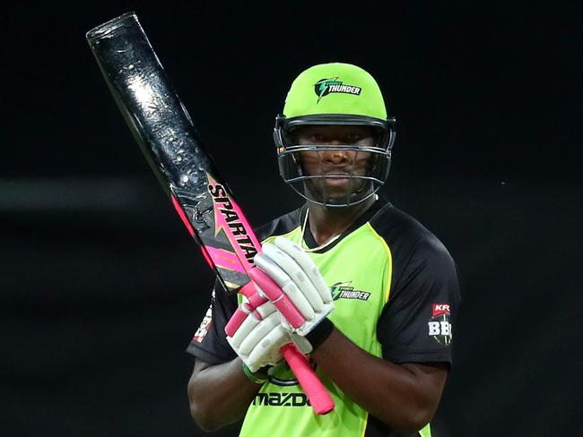 Andre Russell‘s bat almost stole the show. Picture: Gregg Porteous