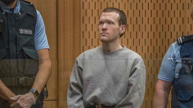 The court was told Mr Hickey’s messages linked to a video depicting gunman Brenton Tarrant (pictured) during the 2019 mosque attacks.