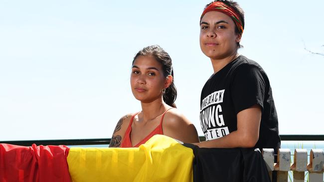 Sharna Alley and Mililma May ... ‘We hope it inspires other Aboriginal people to know they have a voice and to know they can stand their ground,’ said Ms May (right). Picture: Katrina Bridgeford