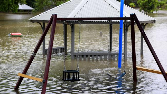 A storm over the Gold Coast has dropped rain causing flooding at Woodlands Park, Mudgeeraba. Pics Adam Head