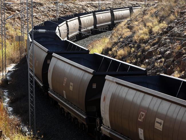 Generic view of coal train not far from the Anglo Coal German Creek mine, near the mining town of Middlemount, central Queensland.