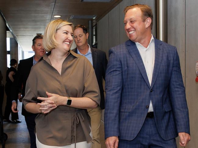 Premier Steven Miles and Health Minister Shannon Fentiman at the Sunshine Coast University Hospital on Monday. Picture Lachie Millard