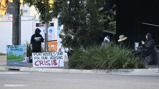 It’s believed the blockade is an attempt to stop a non-union construction crane from accessing the site.