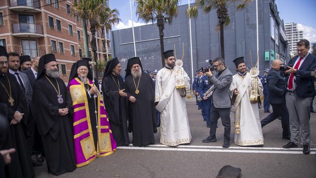 Patriarch Bartholomew was part of a procession through Redfern on Saturday. Picture: NewsWire/Jeremy Piper