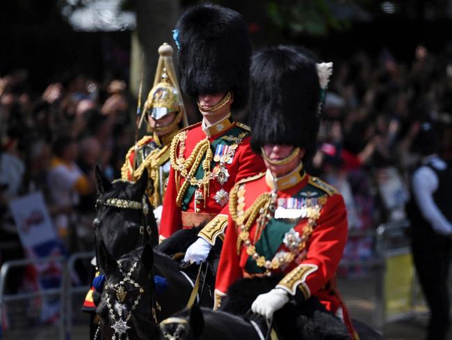 Prince William and Prince Charles ride horseback during the Trooping the Colour parade. Picture: Getty Images