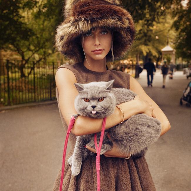 Emma Chamberlain, wear faux fur in NYC, opens up to Vogue about how being vulnerable has led to her success. Photographer: Dan Rogers/Vogue Australia.