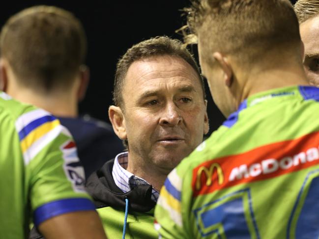 Ricky Stuart, coach of the Raiders after the Round 22 NRL match between the Cronulla-Sutherland Sharks and the Canberra Raiders at Southern Cross Group Stadium in Sydney, Saturday, Aug. 6, 2016. (AAP Image/Craig Golding) NO ARCHIVING, EDITORIAL USE ONLY