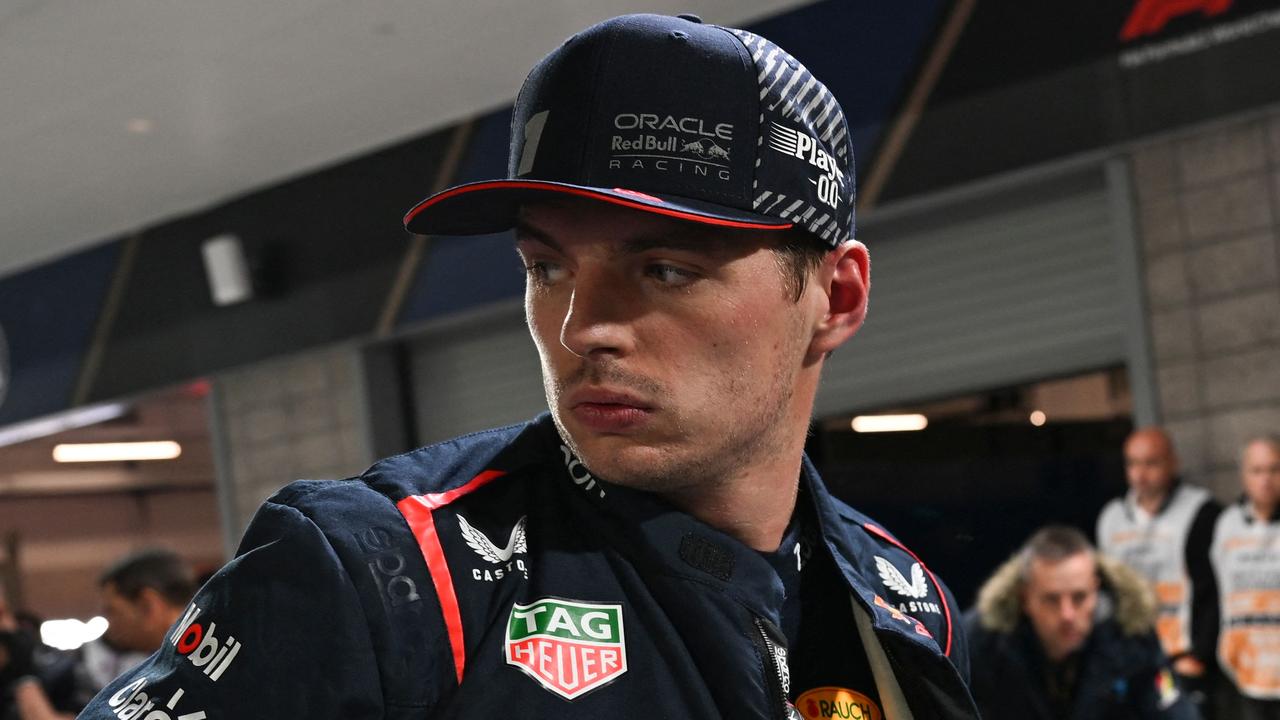 Red Bull Racing's Dutch driver Max Verstappen looks on after the qualifying session for the Las Vegas Formula One Grand Prix on November 18, 2023, in Las Vegas, Nevada. (Photo by Jim WATSON / AFP)