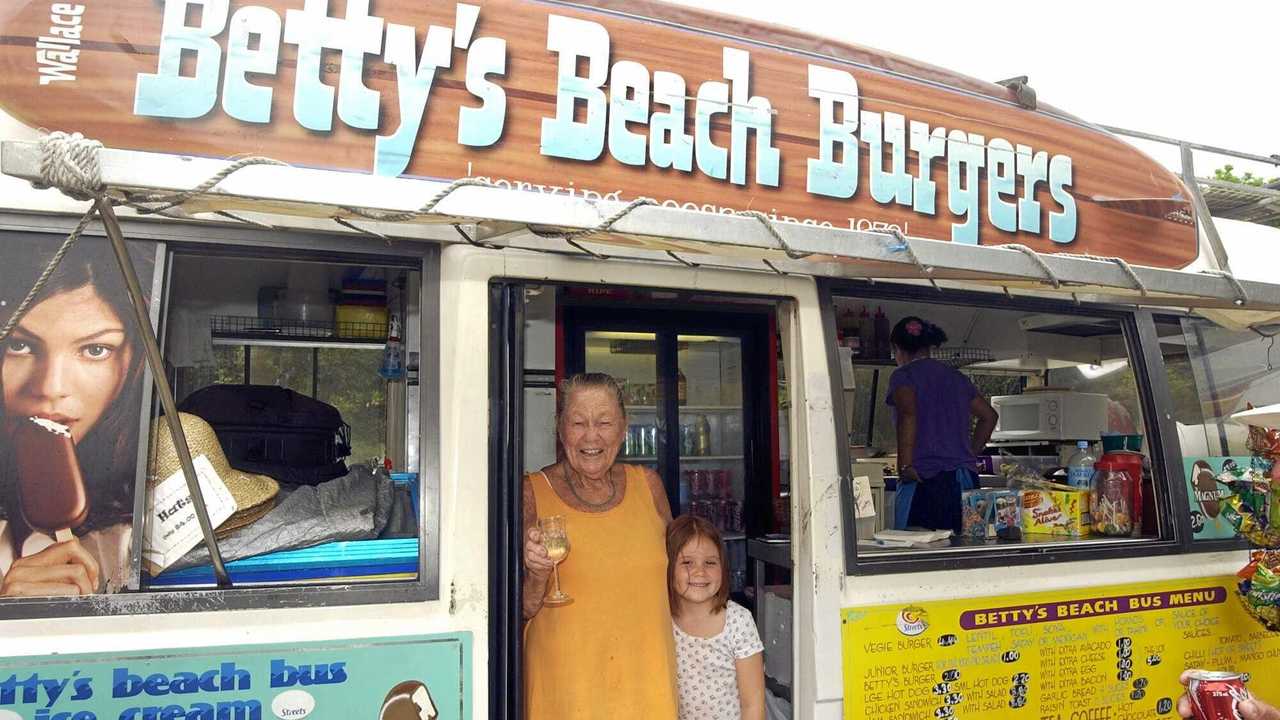 Betty Wallace and her grand daughter Natalie Wallace at Betty&#39;s Beach Burgers, Noosa. Picture: Warren Lynam