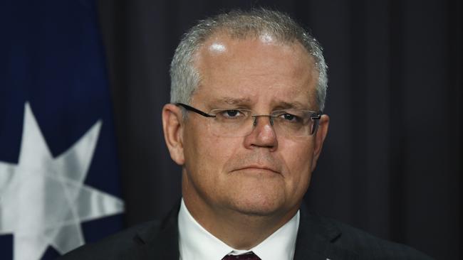 Australian Prime Minister Scott Morrison seems to have taken inspiration from Trump’s approach. Picture: AAP/Lukas Coch