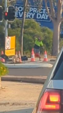 Tradie caught busting a move for commuters