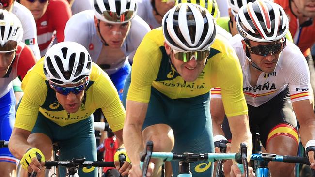 The peloton including Luke Durbridge from Australia races through the Fuji International Speedway during the Mens Road Race in the 2020 Tokyo Olympics. Pics Adam Head