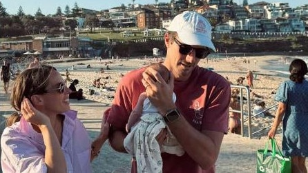 Pat Cummins and wife Becky with baby Edi