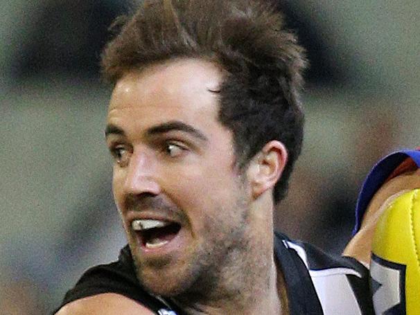 Collingwood v Brisbane at the MCG, Melbourne Australia , 16th August 2014. Collingwood's Steele Sidebottom Pic : George Salpigtidis