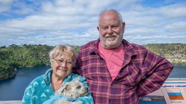 Ian and Irene Hardie, of Sydney at the Blue Lake in Mount Gambier SA. Picture: Ben Clark