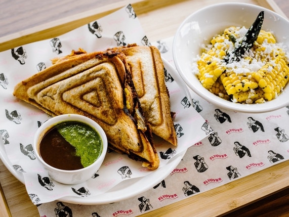 The dosa potato jaffle at Flyover Fritterie.