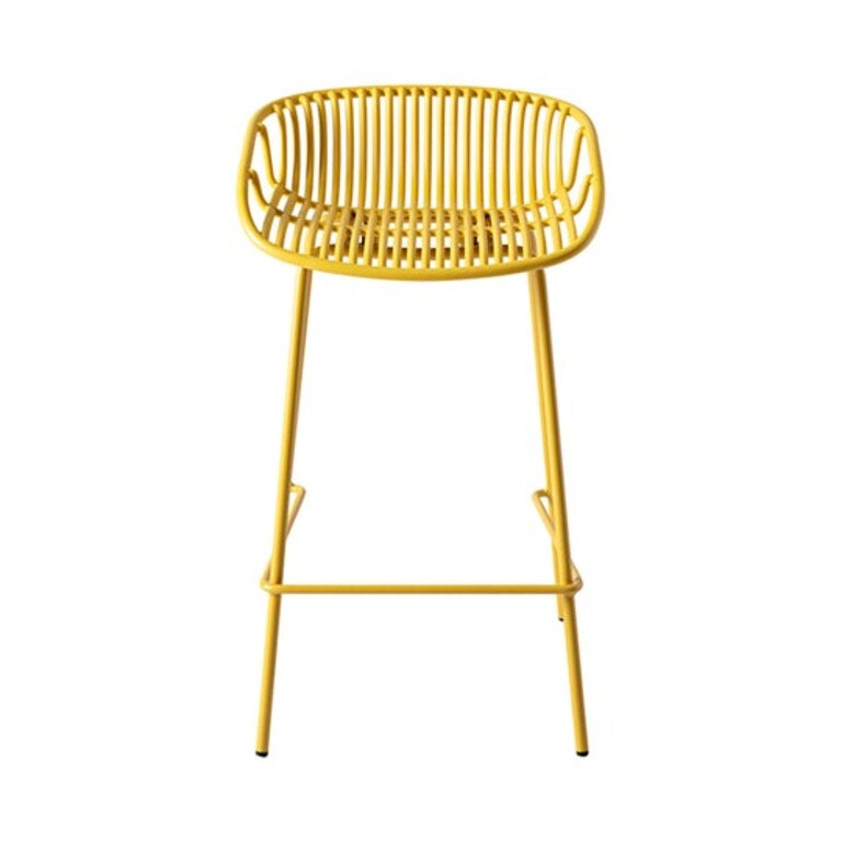 Comfortably designed with a curved saddle seat, the Marlo bar stool is ideal for indoors or out.