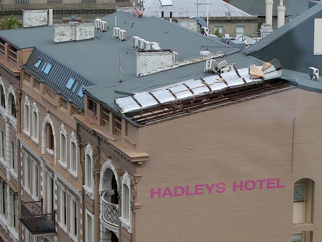 Part of Hadleys Hotel roof was ripped off in the high winds.