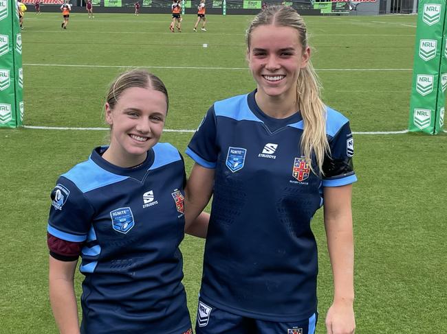 NSW CHS duo Caley Tallon-Henniker and Indie Bostock ahead of the ASSRL Schoolgirls semi-finals. Picture: Andrew Dawson