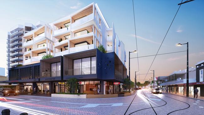 An artist impression of the proposed Taplin Group development on the corner of Jetty Rd and Colley Tce, Glenelg.