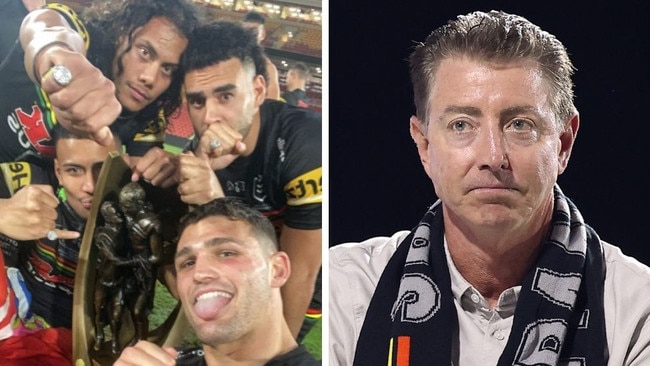 Some of the Panthers' grand final celebrations have left Greg Alexander (right) unimpressed. Picture: Getty/Instagram