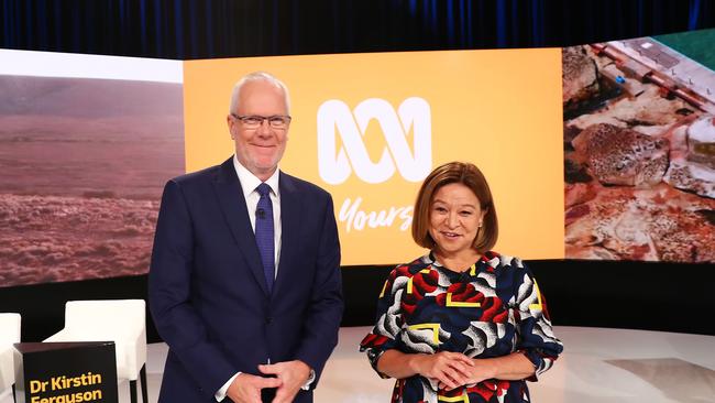 9/2/18: ABC Annual Public meeting at Ultimo, Sydney. Chairman Justin Milne, Managing director Michelle Guthrie, Peter Lewis and Dr Kirstin Ferguson. John Feder/The Australian.