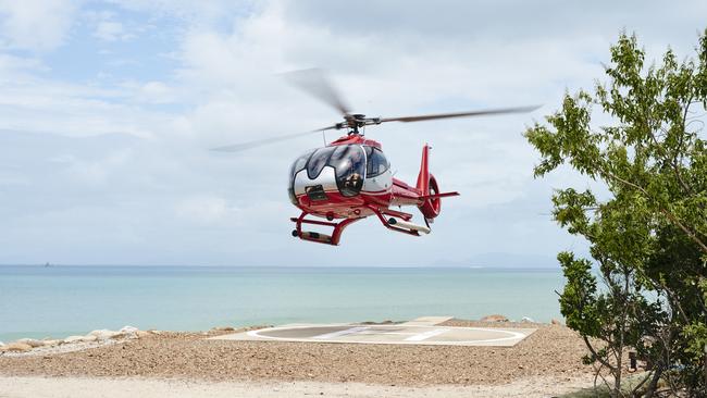 Guests arrive by Nautilus Aviation helicopter.