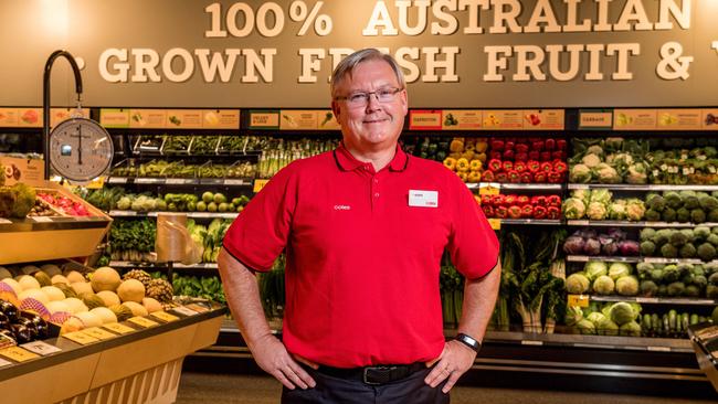 Coles boss Steven Cain in a new Coles Local store. Picture: Jake Nowakowski