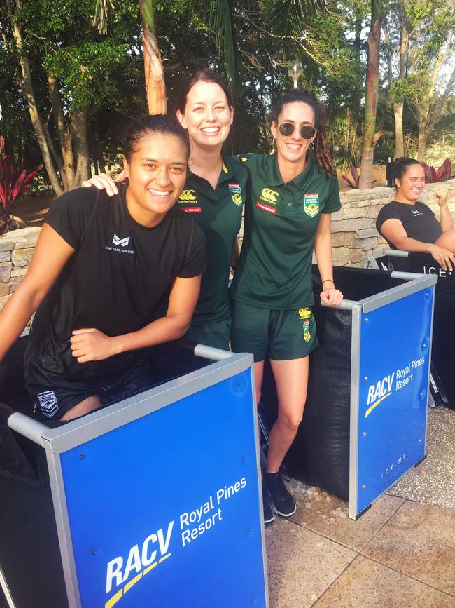 Karlee Quinn with Jillaroos players at their selection camp. Image supplied. 