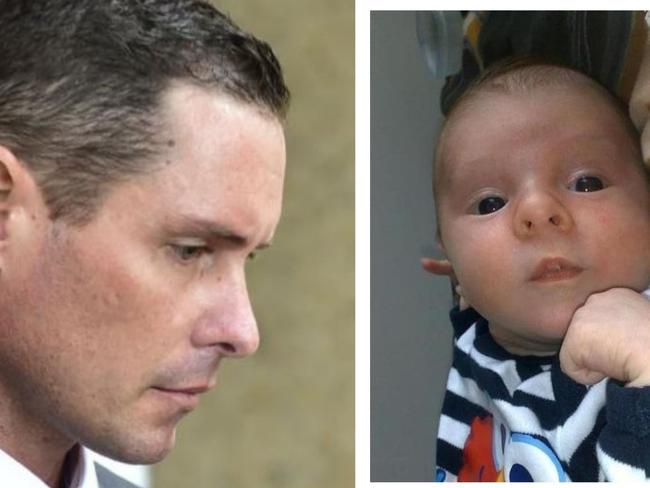 Nicholas Aaron Baxter and son Matthew Riley Baxter. The six week old died tragically in 2001 and his father faces trial for the death.