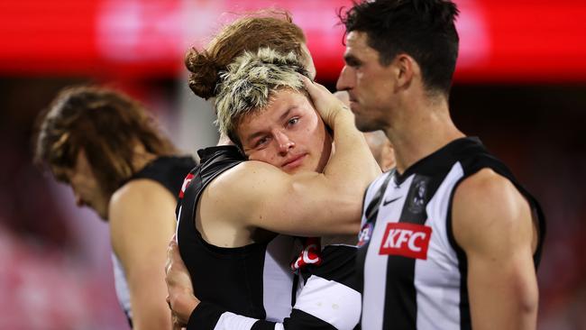 Jack Ginnivan of the Magpies. Photo by Mark Kolbe/AFL Photos/via Getty Images