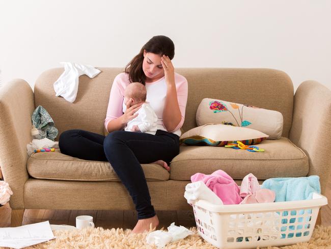 The housework will never end ... but shouldn’t be a new mum’s top priority. Picture: istock