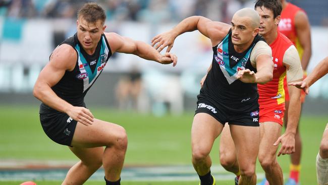 Ollie Wines in action during Port Adelaide’s win over Gold Coast. Picture: AAP Images