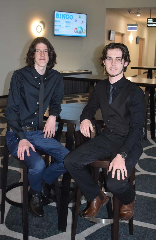 Cooper Thorne and Jake Wilson at the 2022 Nambour State College formal. Picture: Eddie Franklin