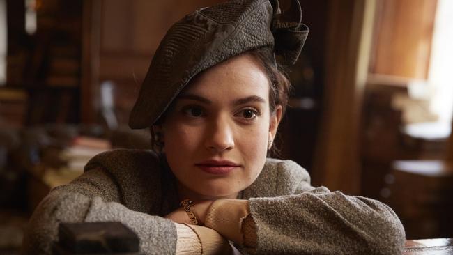 Lily James as Juliet in a scene from film The Guernsey Literary and Potato Peel Pie Society