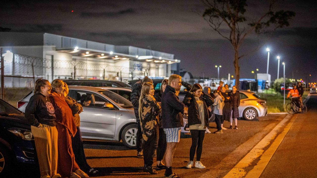 Fans flocked to the Melbourne Jet Base to catch a glimpse of Taylor Swift as she arrived in Melbourne by private plane. Picture: NCA NewsWire / Jake Nowakowski