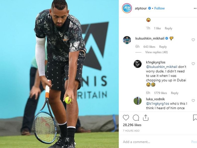 Nick Kyrgios continues to fire his best shots on social media.