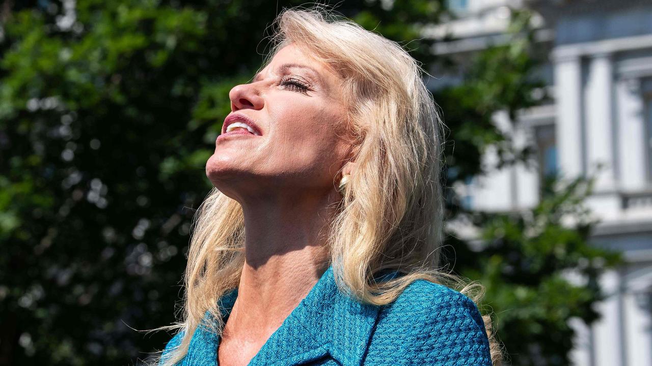 Kellyanne Conway insists she meant ‘no disrespect’ by asking about a reporter’s ethnicity while defending the president’s ‘racist’ tweets. Picture: AFP