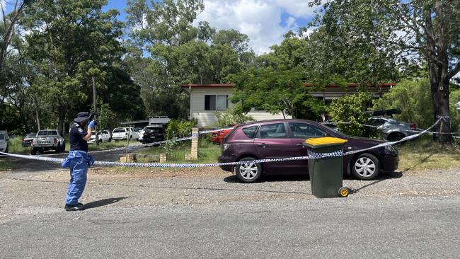 Police at the scene where to bodies were found on Tuesday night.