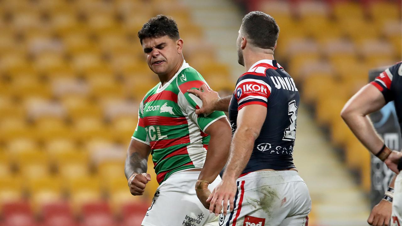 Latrell Mitchell (left) has questioned the protocols. Picture: NRL Imagery