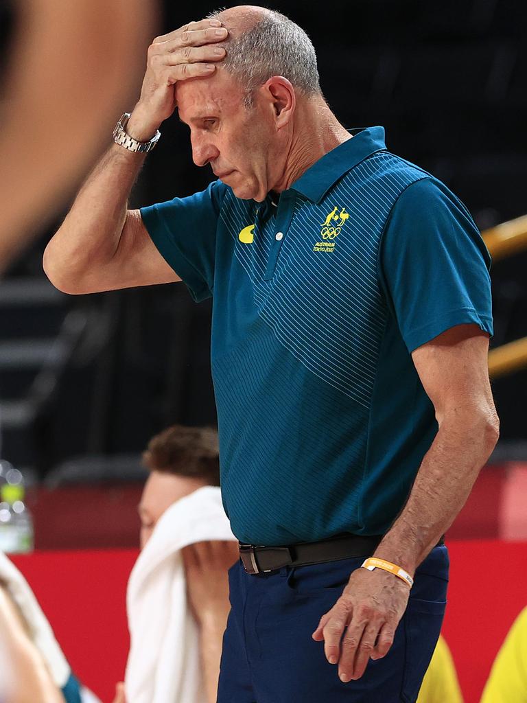 Boomers coach Brian Goorjian had to go deep within himself to refocus his shattered team after the loss to Team USA. Picture: Adam Head