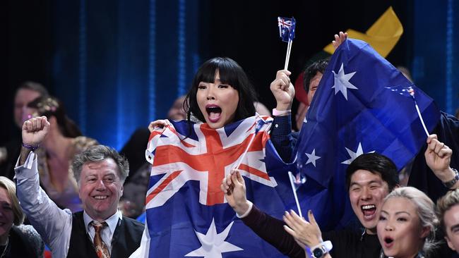 Australia's Dami Im celebratesduring voting&gt; Picture: AP