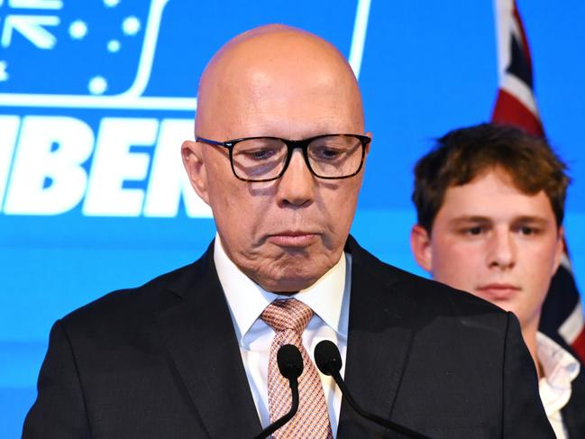 Opposition Leader Peter Dutton concedes defeat. Picture: Dan Peled/Getty Images