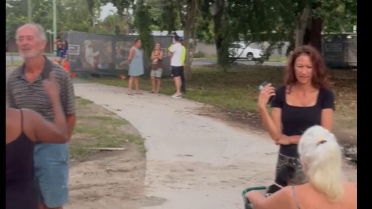 A group of about 25 people held a community intervention outside the Holloways Beach property on Friday. Picture: Supplied