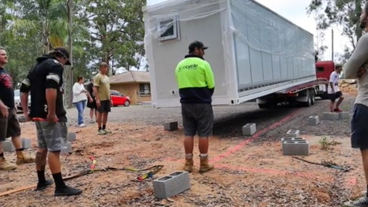 When the shipping container was delivered. Picture: TikTok / @zacharysouth