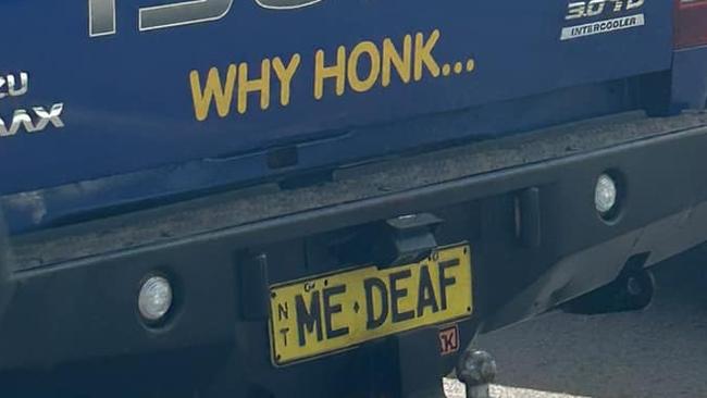 NT funny number plate, ME DEAF. Picture: Facebook / NT Number Plates