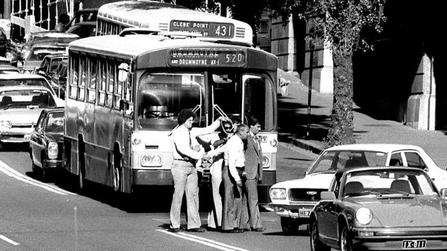 Hakki Atahan forces hostages along a street during the 1984 siege. Picture: Stuart Menzies