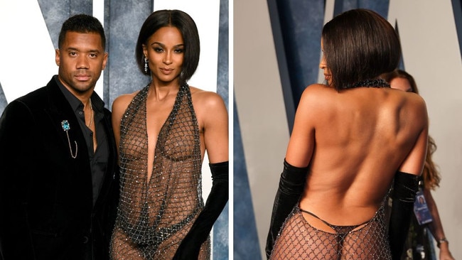 Ciara was basically naked as she walked the red carpet with husband Russell Wilson. Pictures: Getty