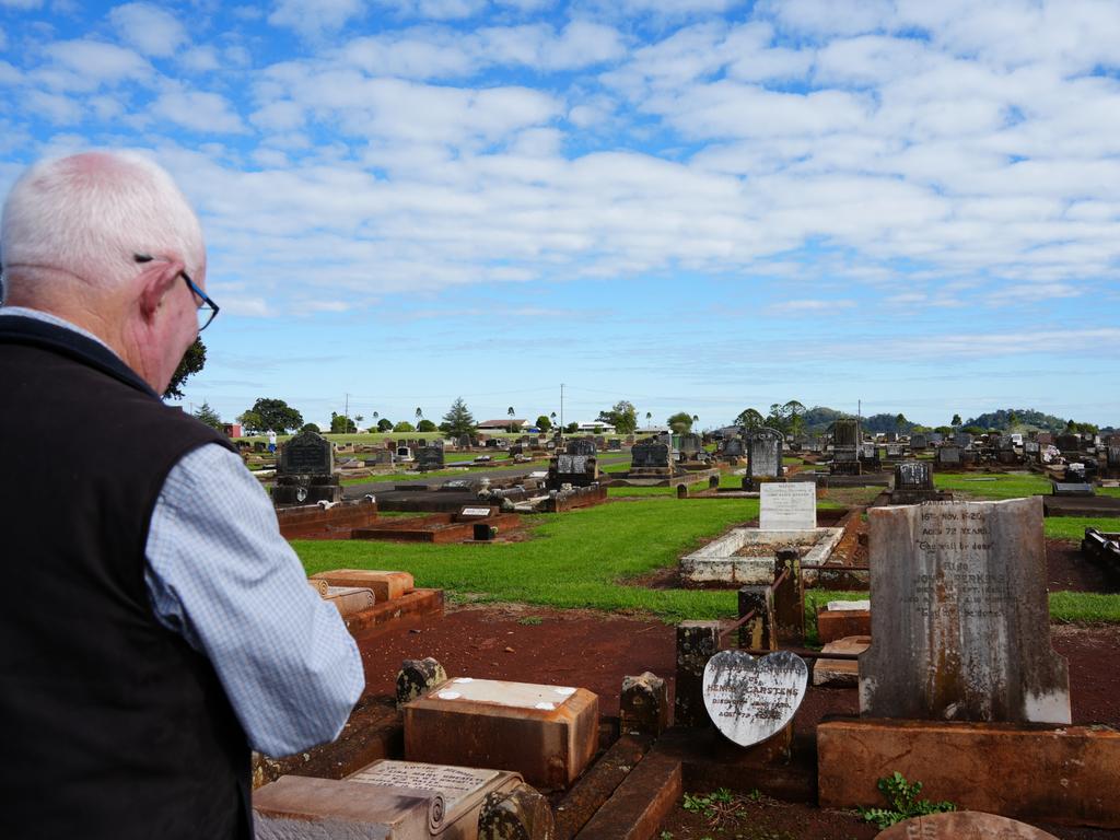 Greg Johnson one of the leaders in the Headstone Healing Project to repair the damaged gravestones in Drayton Cemetery.